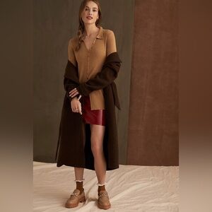 Maeve by Anthropologie Slim Ribbed Longline Collared Cardigan S